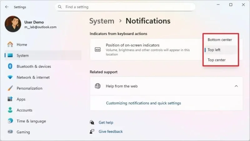 Як змінити положення індикаторів обладнання на екрані у Windows 11