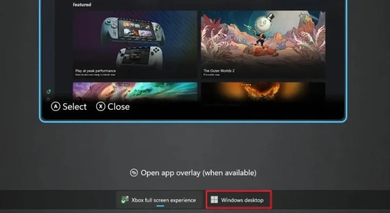 Xbox Ally X -käsikonsolin tehdasasetusten palauttaminen Windows 11:ssä