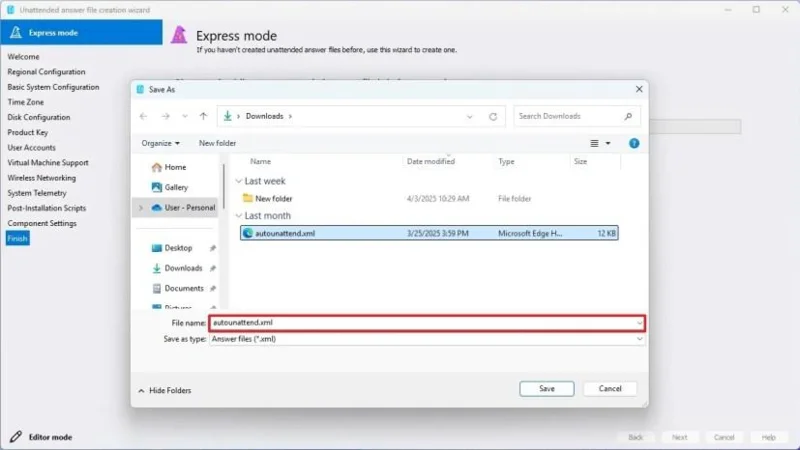 Kaip naudoti neautomatinį atsakymų failą nepalaikomoje aparatinėje įrangoje norint įdiegti „Windows 11“