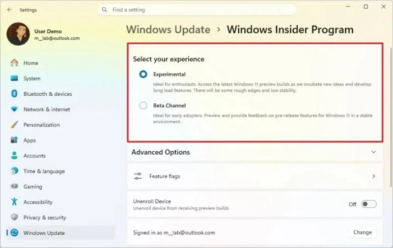 Windows 11 Insider programma mainās: jauni kanāli, funkciju karodziņi un reģistrācijas atjauninājumi