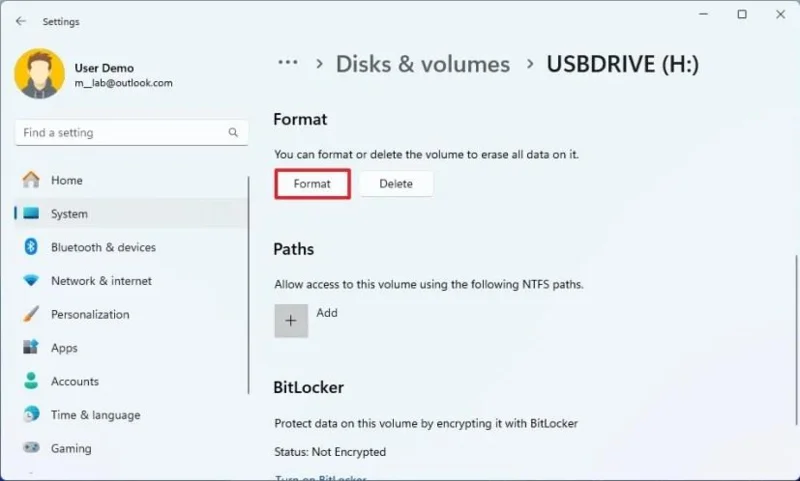 Kaip formatuoti USB atmintinę kaip FAT32 sistemoje „Windows 11“, 10