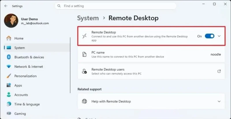 Kaip įjungti nuotolinį darbalaukį sistemoje „Windows 11“