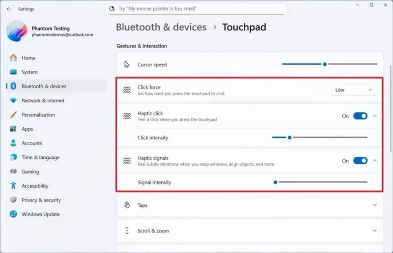 Windows 11 přidává v Nastavení novou funkci podsvícení klávesnice