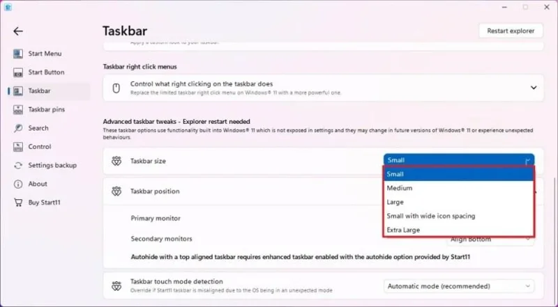 Jak změnit velikost hlavního panelu ve Windows 11