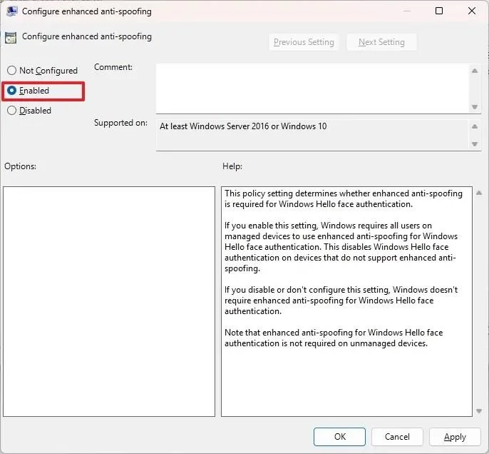 Kaip įjungti apsaugą nuo klastojimo „Windows Hello Face“ sistemoje „Windows 11“