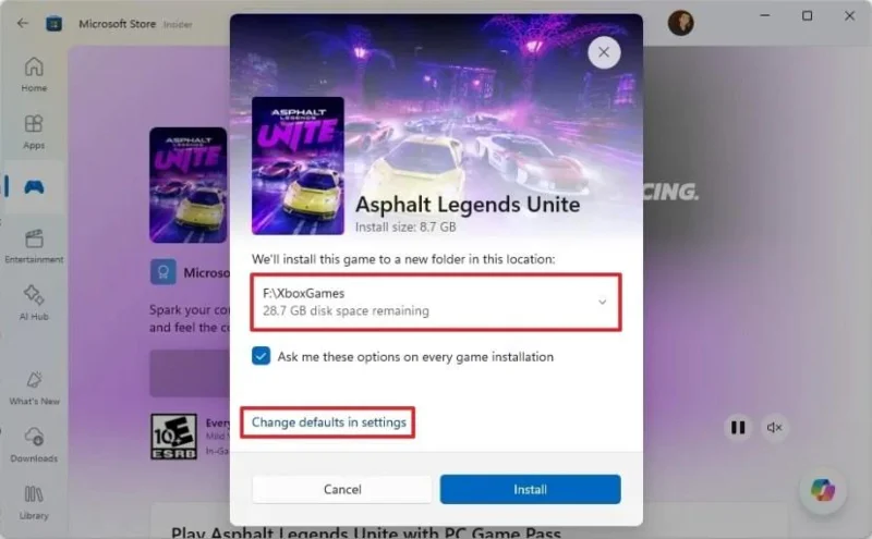 Як змінити стандартний диск для встановлення гри у Windows 11