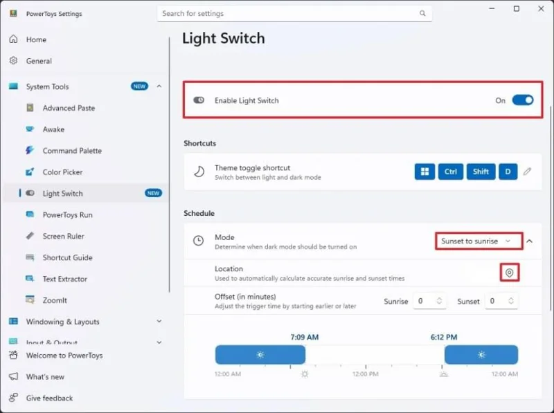Sådan skifter du automatisk lys og mørk tilstand med PowerToys på Windows 11