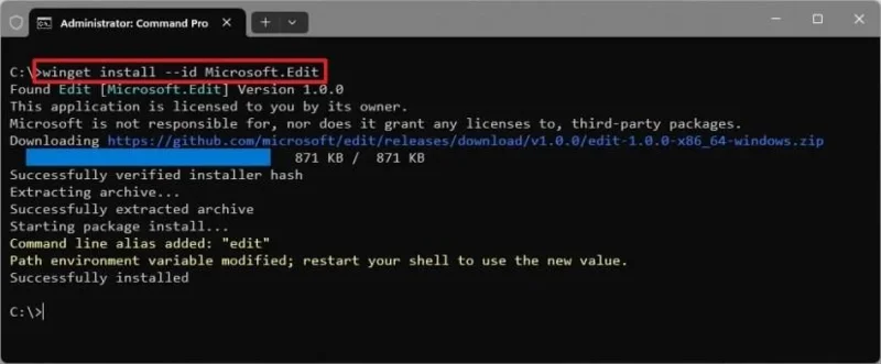Як встановити (новий) текстовий редактор командного рядка Microsoft Edit у Windows 11
