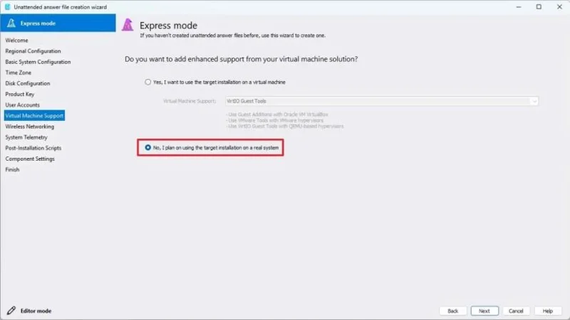 Kaip naudoti neautomatinį atsakymų failą nepalaikomoje aparatinėje įrangoje norint įdiegti „Windows 11“