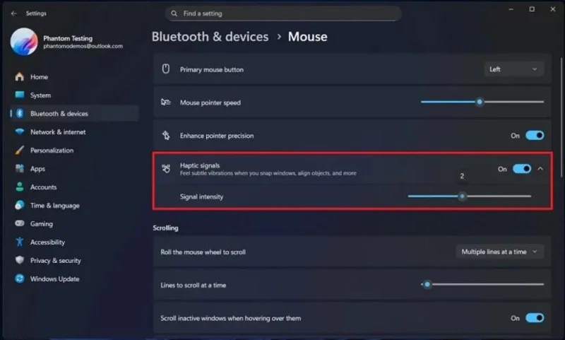 Windows 11 v nadcházející aktualizaci přidá funkci „Haptické signály“