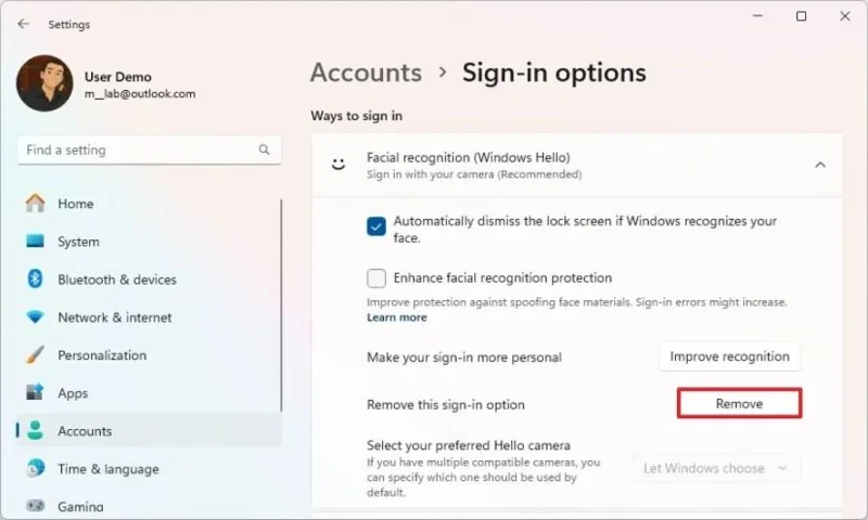 Kaip nustatyti „Windows Hello“ veido atpažinimo funkciją sistemoje „Windows 11“