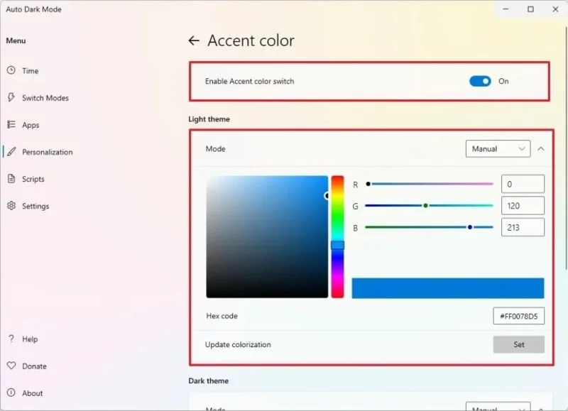 Kaip automatiškai perjungti šviesų ir tamsų režimus sistemoje „Windows 11“