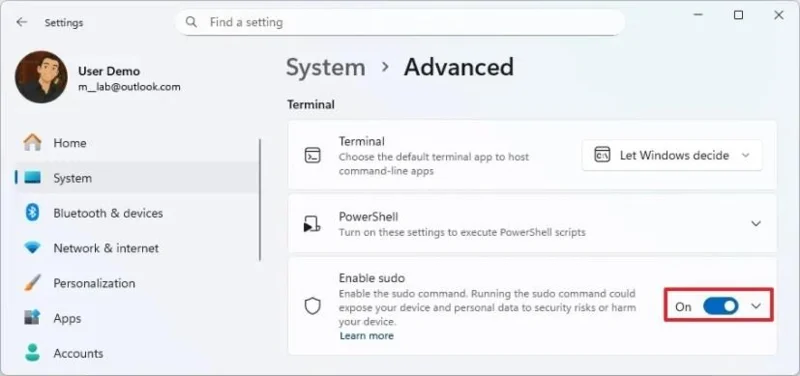 Kaip įjungti „Sudo“ sistemoje „Windows 11“