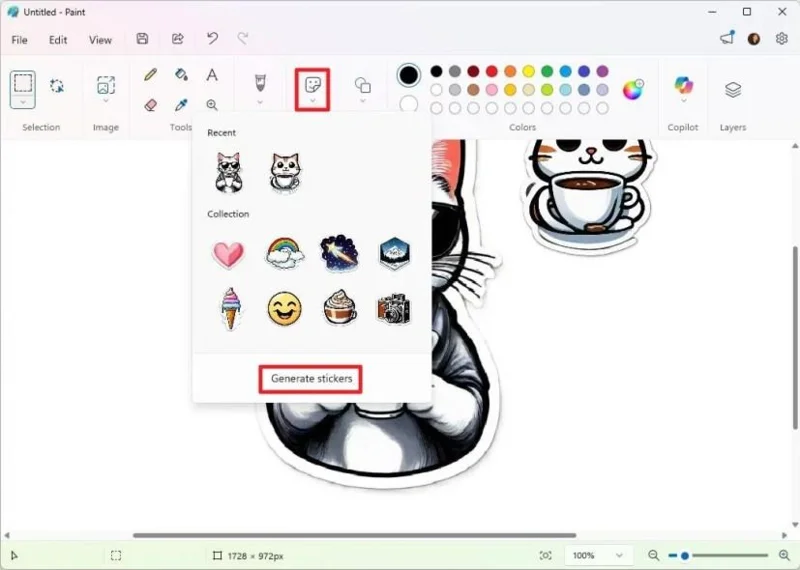 Jak si zdarma vytvořit vlastní samolepky s umělou inteligencí pomocí aplikace Malování ve Windows 11