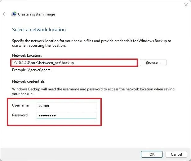 Kaip sukurti pilną atsarginę kopiją tinklo diske sistemoje „Windows 11“, 10