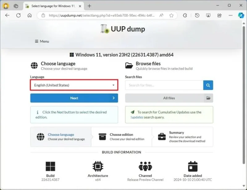 Kaip atsisiųsti oficialų „Windows 11 23H2“ ISO failą
