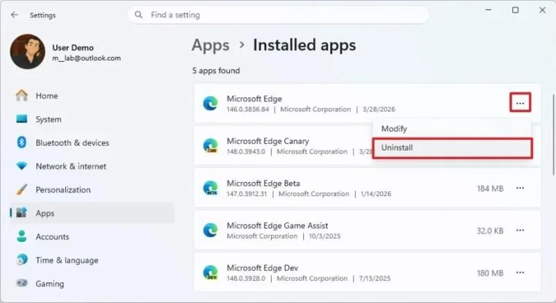 Kaip pašalinti „Microsoft Edge“ iš „Windows 11“