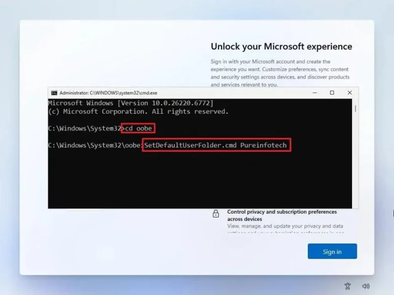 Kaip nustatyti vartotojo aplanko pavadinimą OOBE metu sistemoje „Windows 11“