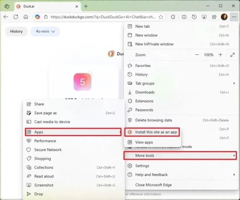 Jak nainstalovat Duck.ai (DuckDuckGo) jako aplikaci ve Windows 11, 10