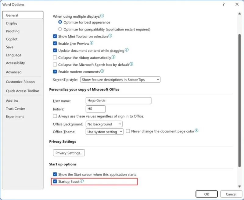 Kaip įjungti arba išjungti „Microsoft 365“ („Office“) programų paleisties skatinimą sistemoje „Windows 11“