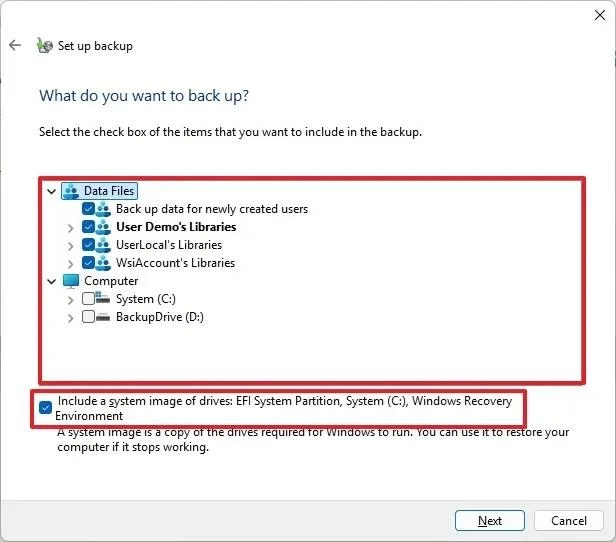 Kaip sukurti pilną atsarginę kopiją tinklo diske sistemoje „Windows 11“, 10