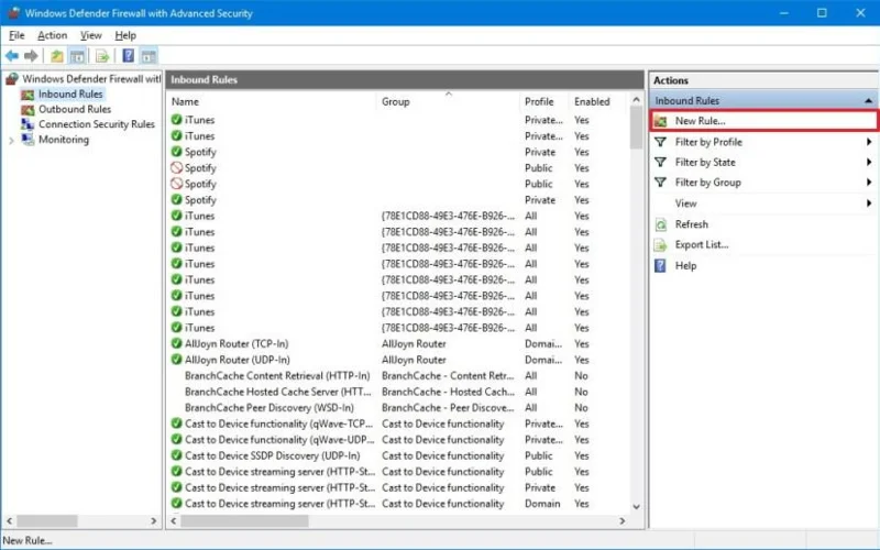 Ako otvoriť port brány firewall v systéme Windows 10