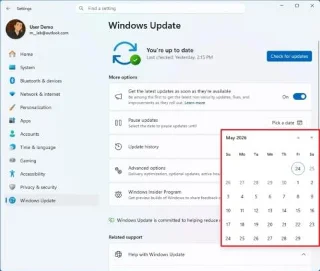 Bygg 26300.8289 for Windows 11 26H2 overhaler oppdateringskontroller