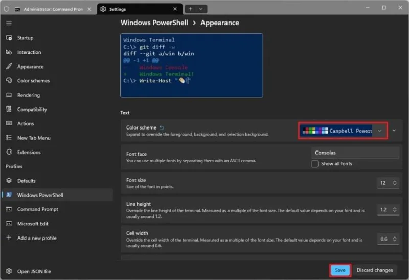 Kaip atkurti klasikinę mėlyną „PowerShell“ „Windows“ terminale sistemoje „Windows 11“