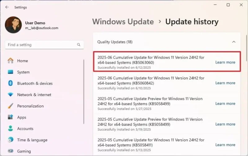 Jak zobrazit historii aktualizací ve Windows 11