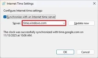 Kaip pakeisti laiko serverį sistemoje „Windows 11“