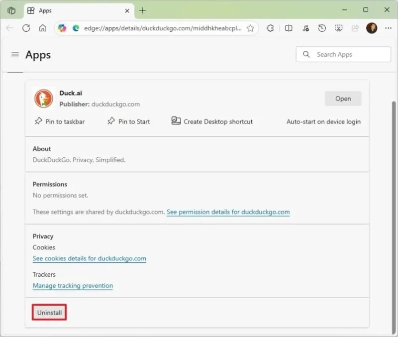 Jak nainstalovat Duck.ai (DuckDuckGo) jako aplikaci ve Windows 11, 10