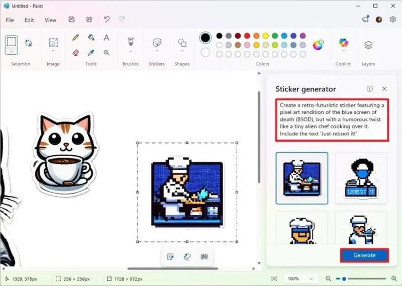 Jak si zdarma vytvořit vlastní samolepky s umělou inteligencí pomocí aplikace Malování ve Windows 11