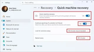 Bygg 26220.7070 (KB5070300) for Windows 11 25H2 forbedrer gjenoppretting og widgeter (utvikling)