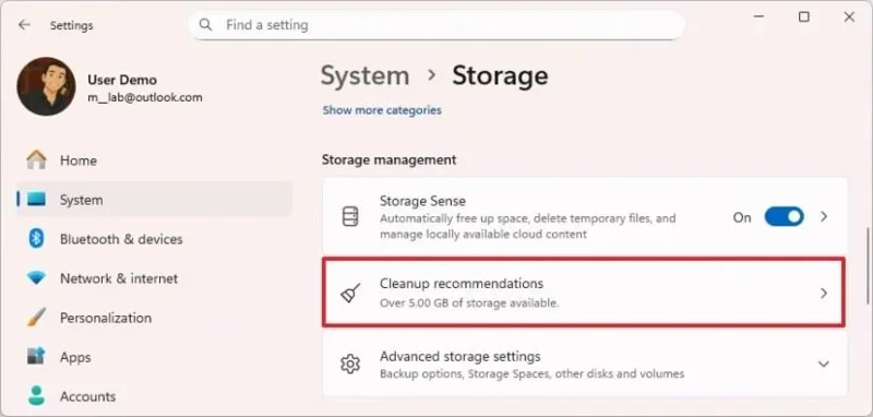 Kaip atlaisvinti vietos saugykloje sistemoje „Windows 11“
