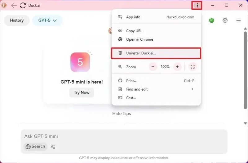 Jak nainstalovat Duck.ai (DuckDuckGo) jako aplikaci ve Windows 11, 10