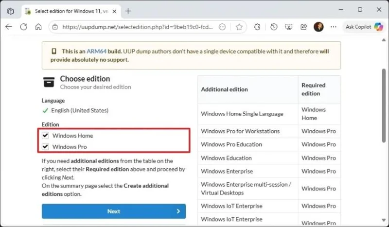 Kaip atsisiųsti „Windows 11 25H2 ISO“ failą, skirtą „arm64“ ir „Copilot+“ kompiuteriams