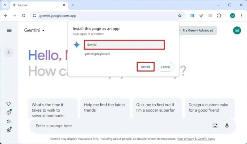 Як встановити Google Gemini як додаток на Windows 11, 10