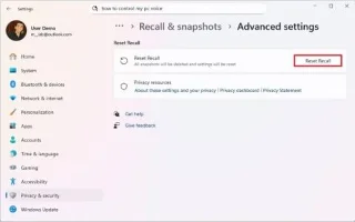 A Windows Recall beállításainak és adatainak visszaállítása Windows 11 rendszeren