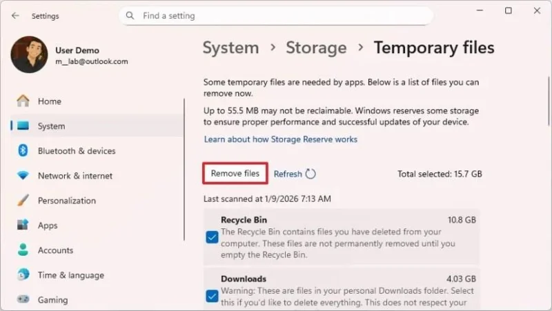 Kaip atlaisvinti vietos saugykloje sistemoje „Windows 11“