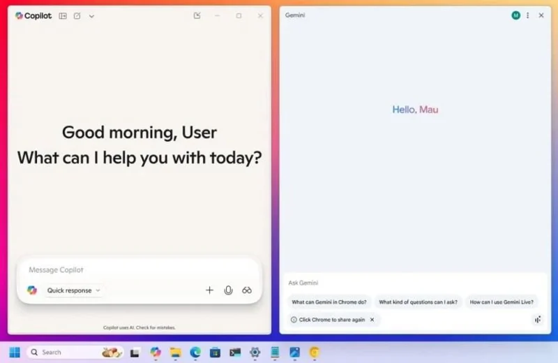 Google Gemini -tekoäly saapuu Chromeen ja valtaa Windows 11:n työpöydän