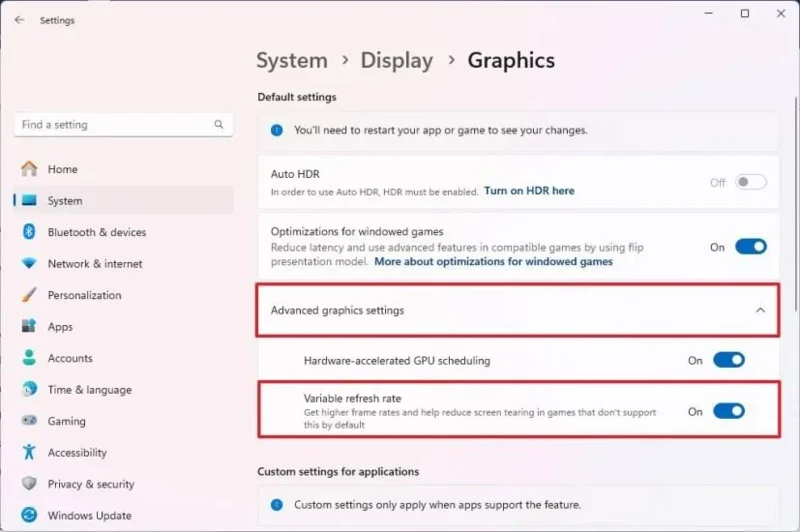 Як увімкнути змінну частоту оновлення (VRR) для ігор у Windows 11