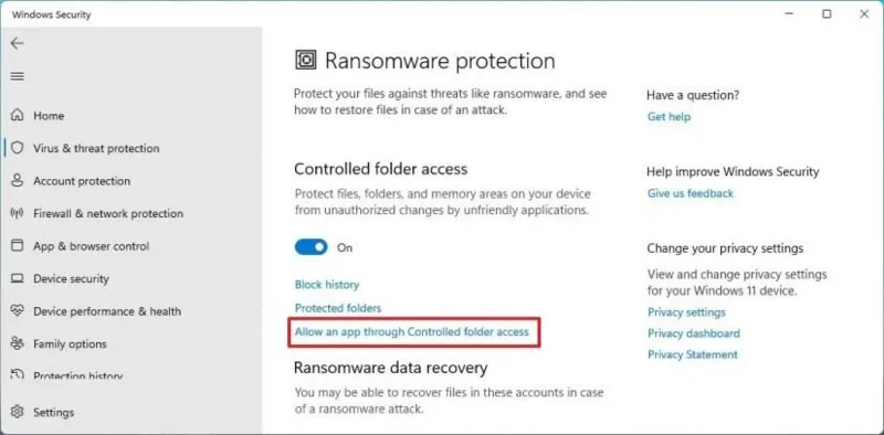 Kaip įjungti apsaugą nuo išpirkos reikalaujančių programų sistemoje „Windows 11“