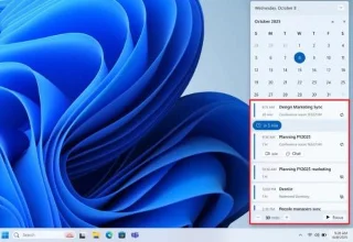 Windows 11 palauttaa tapahtumanäkymän tehtäväpalkin kalenteriin uudella esityslistaominaisuudella