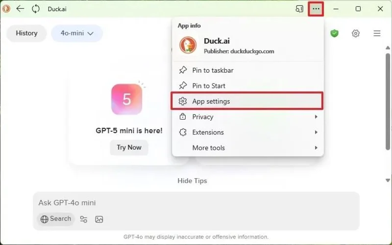 Jak nainstalovat Duck.ai (DuckDuckGo) jako aplikaci ve Windows 11, 10