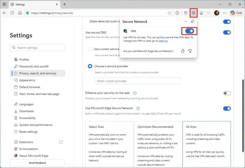 Hur man aktiverar gratis VPN på Microsoft Edge