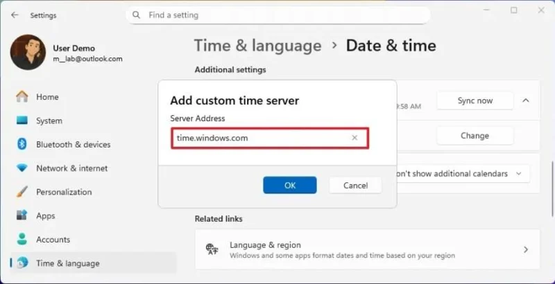 Kaip pakeisti laiko serverį sistemoje „Windows 11“