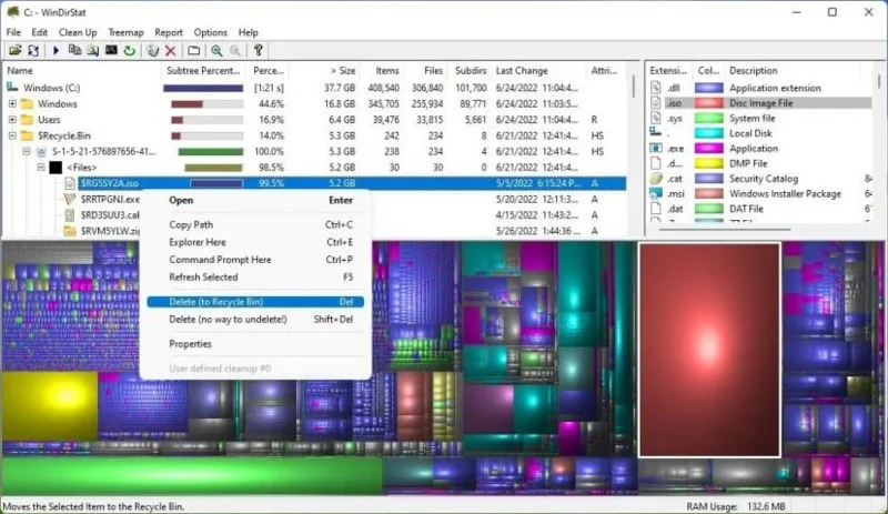 Kaip pamatyti, kas užima vietos diske sistemoje „Windows 11“