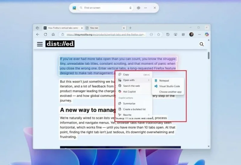 Kaip naudoti „Spustelėkite ir atlikite“ norint atlikti dirbtinio intelekto veiksmus su tekstu ir vaizdais sistemoje „Windows 11“