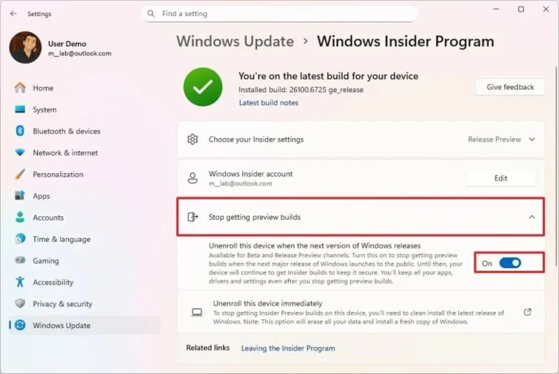 Як скасувати реєстрацію ПК в програмі Windows 11 Insider