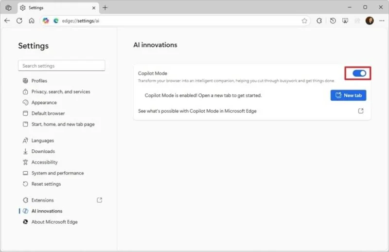 Як увімкнути або вимкнути режим Copilot для Microsoft Edge у Windows 11